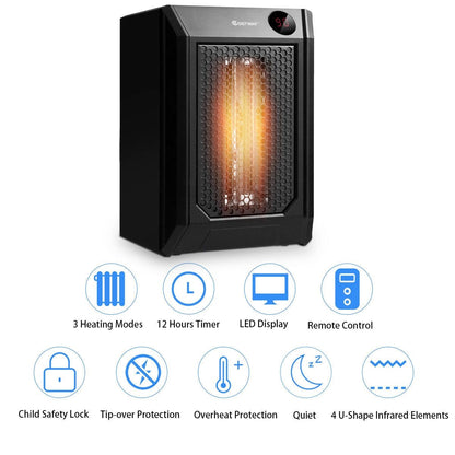 1500 W Remote Control Portable Electric Digital Quartz Space Heater, Black Space Heaters   at Gallery Canada