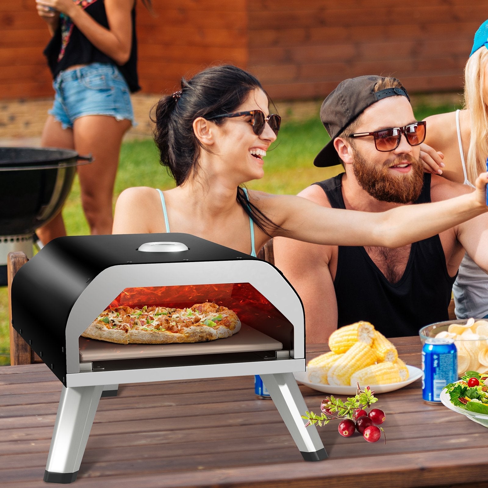 15000 BTU Foldable Pizza Oven with Pizza Peel Stone and Cutter, Black Outdoor Grills   at Gallery Canada