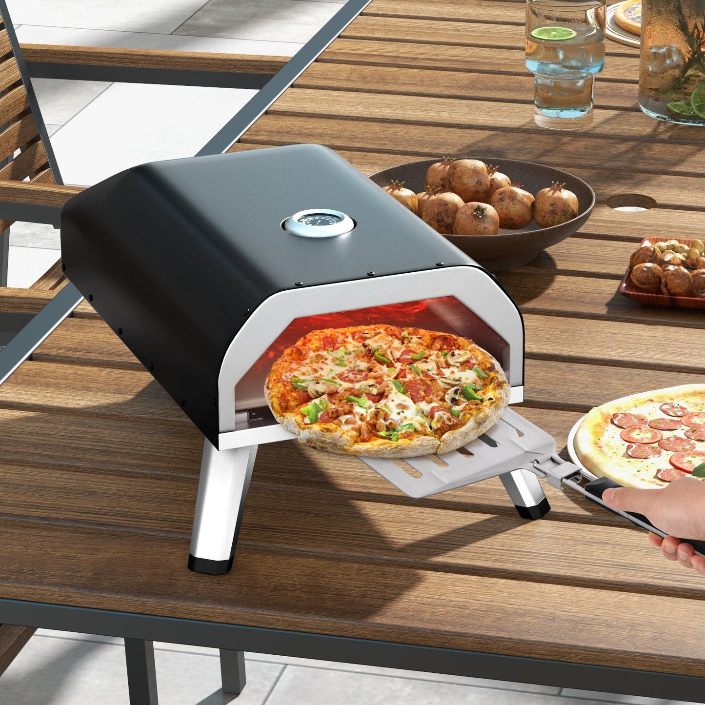 15000 BTU Foldable Pizza Oven with Pizza Peel Stone and Cutter, Black Outdoor Grills   at Gallery Canada