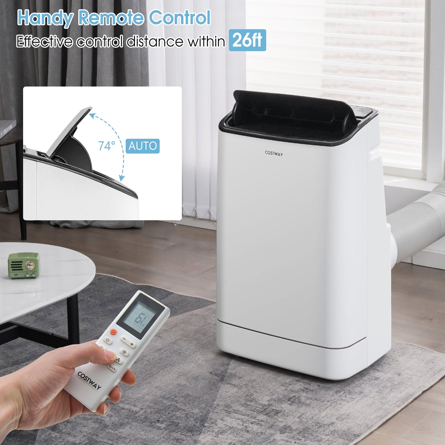 15000 BTU Portable Air Conditioner with Heat and Auto Swing, White Portable Air Conditioners   at Gallery Canada