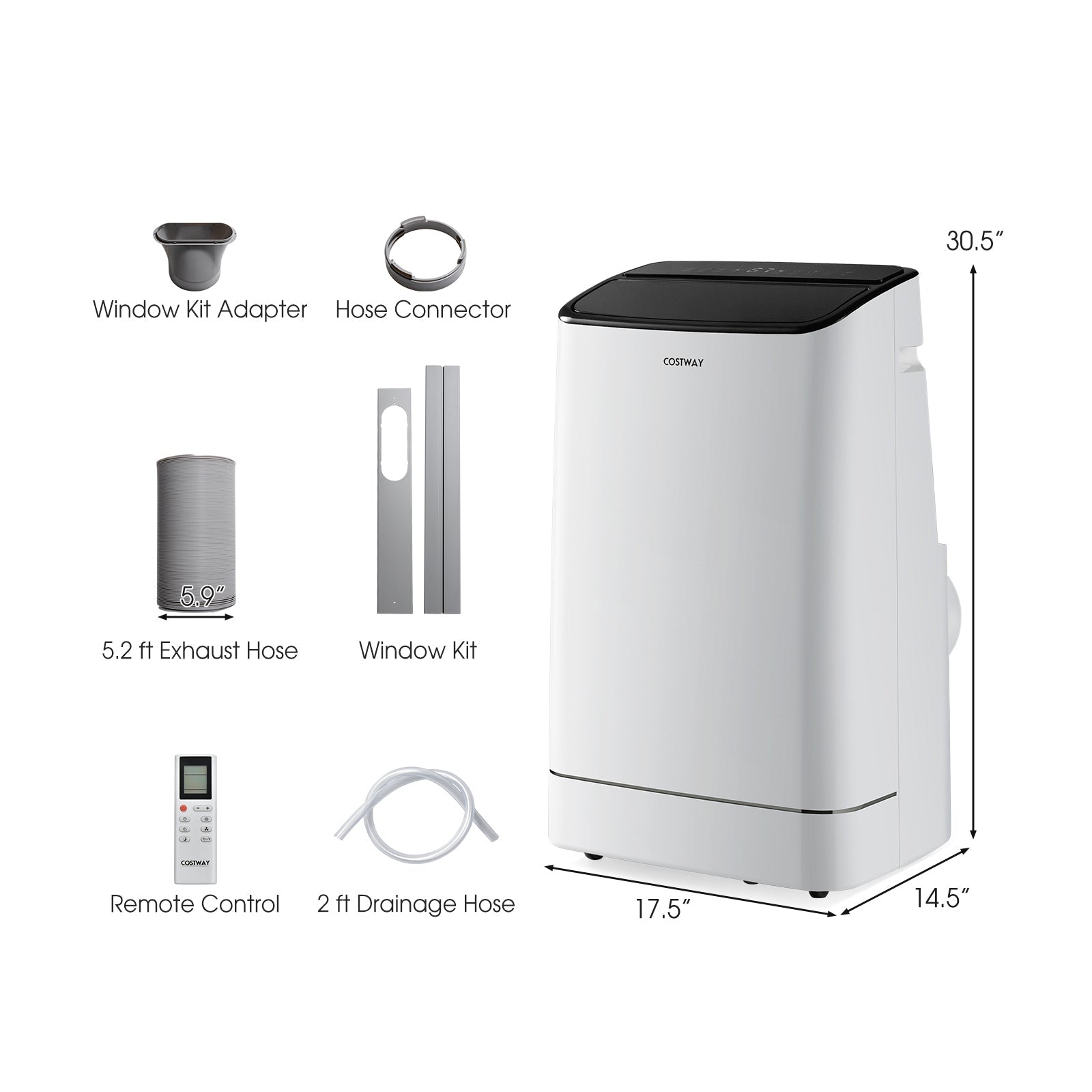 15000 BTU Portable Air Conditioner with Heat and Auto Swing, White Portable Air Conditioners   at Gallery Canada