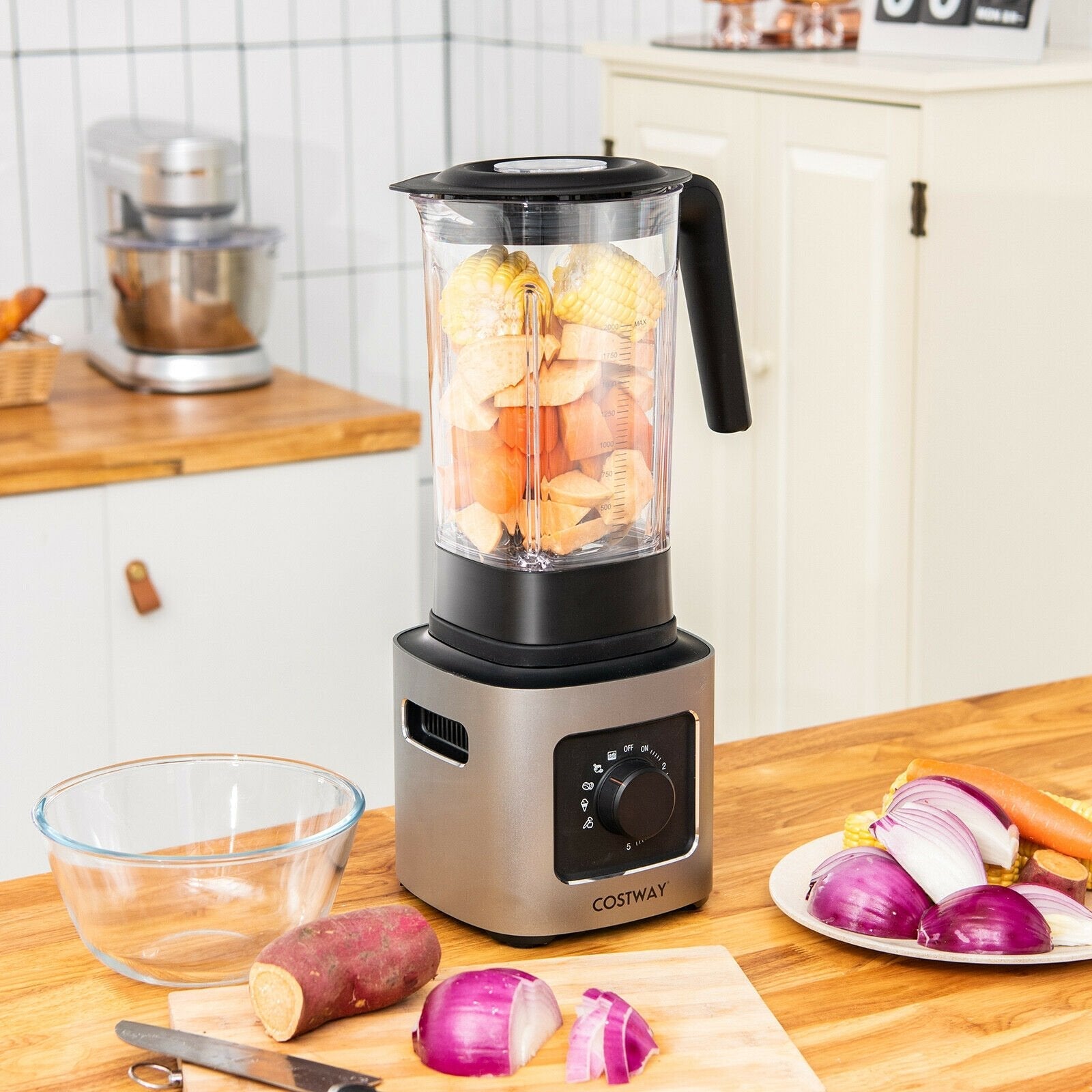 1500W 5-Speed Countertop Smoothie Blender with 5 Presets and 68oz Tritan Jar, Silver Food Mixers & Blenders   at Gallery Canada