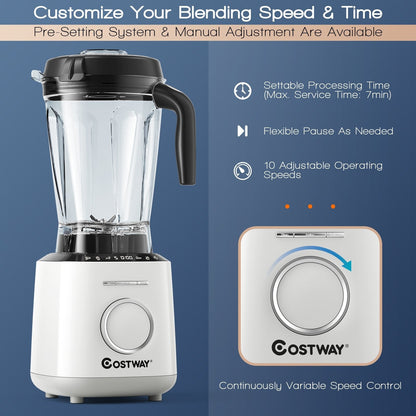 1500W Countertop Smoothies Blender with 10 Speed and 6 Pre-Setting Programs, White Food Mixers & Blenders   at Gallery Canada