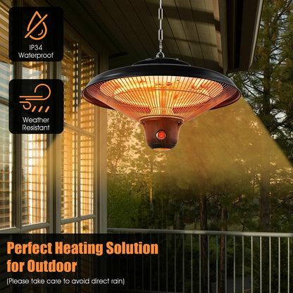 1500W Electric Hanging Ceiling Mounted Infrared Heater with Remote Control, Black Space Heaters   at Gallery Canada