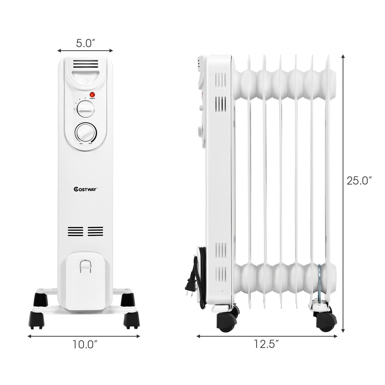 1500W Electric Space Heater with 3 Heat Settings and Safe Protection, White Space Heaters   at Gallery Canada