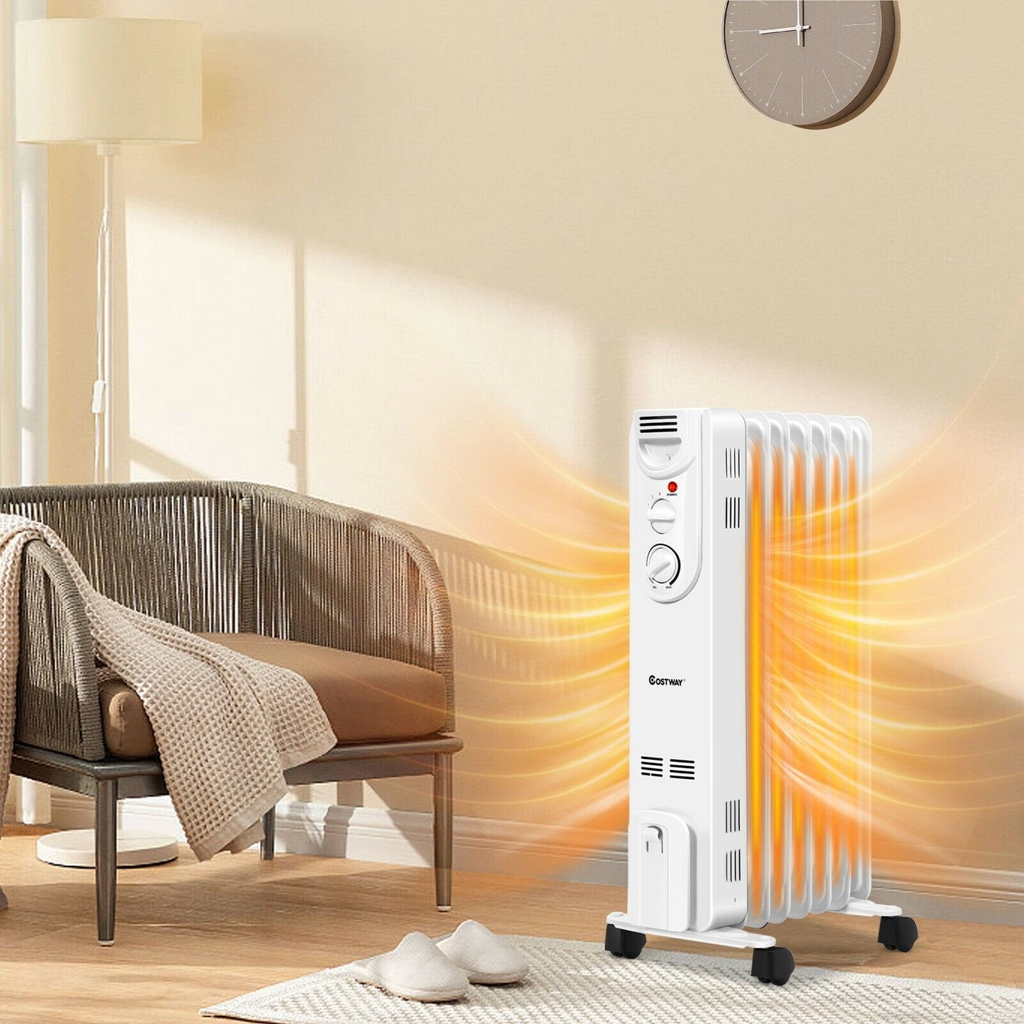 1500W Electric Space Heater with 3 Heat Settings and Safe Protection, White Space Heaters   at Gallery Canada