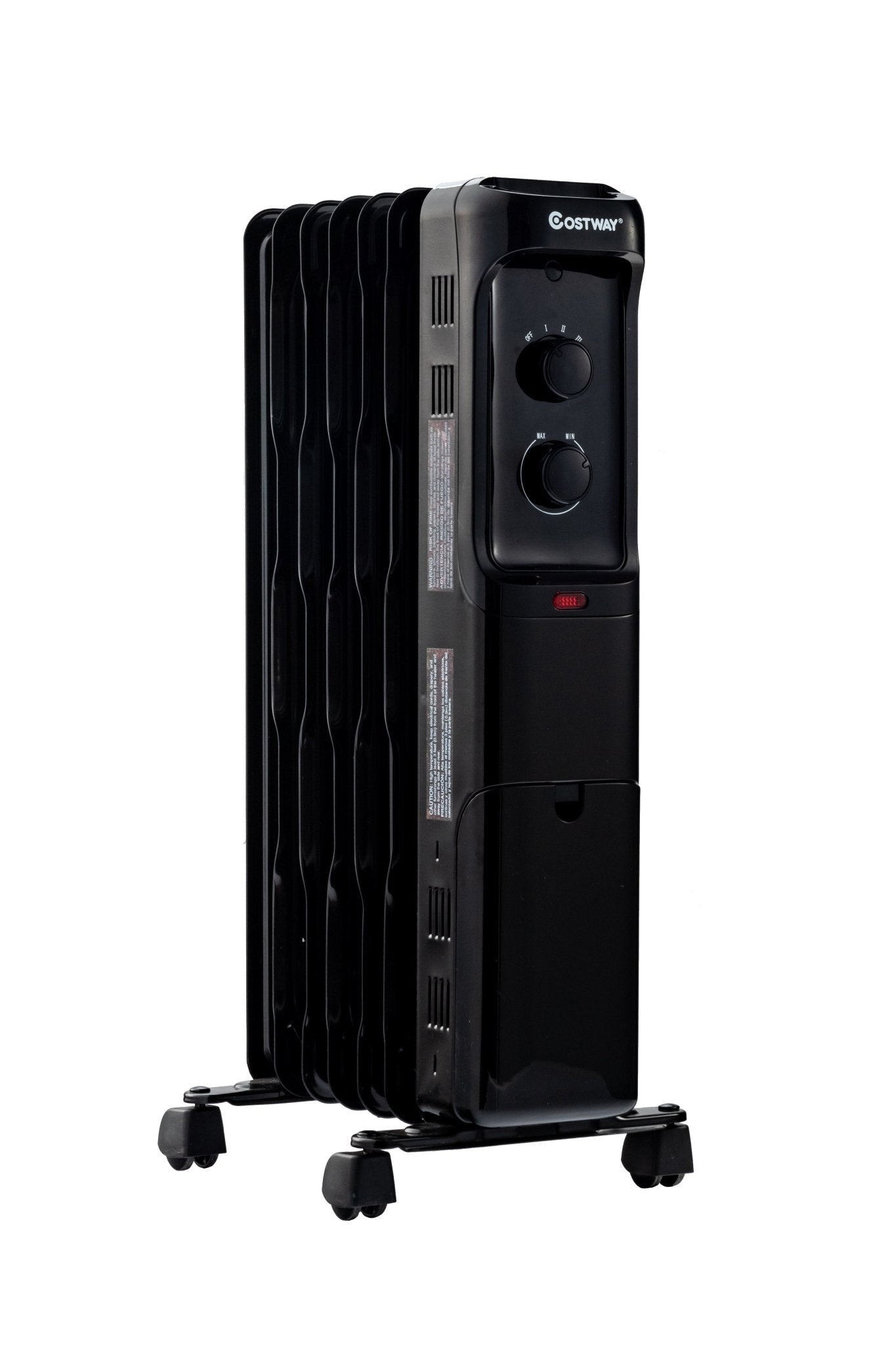 1500W Oil Filled Portable Radiator Space Heater with Adjustable Thermostat, Black Space Heaters   at Gallery Canada