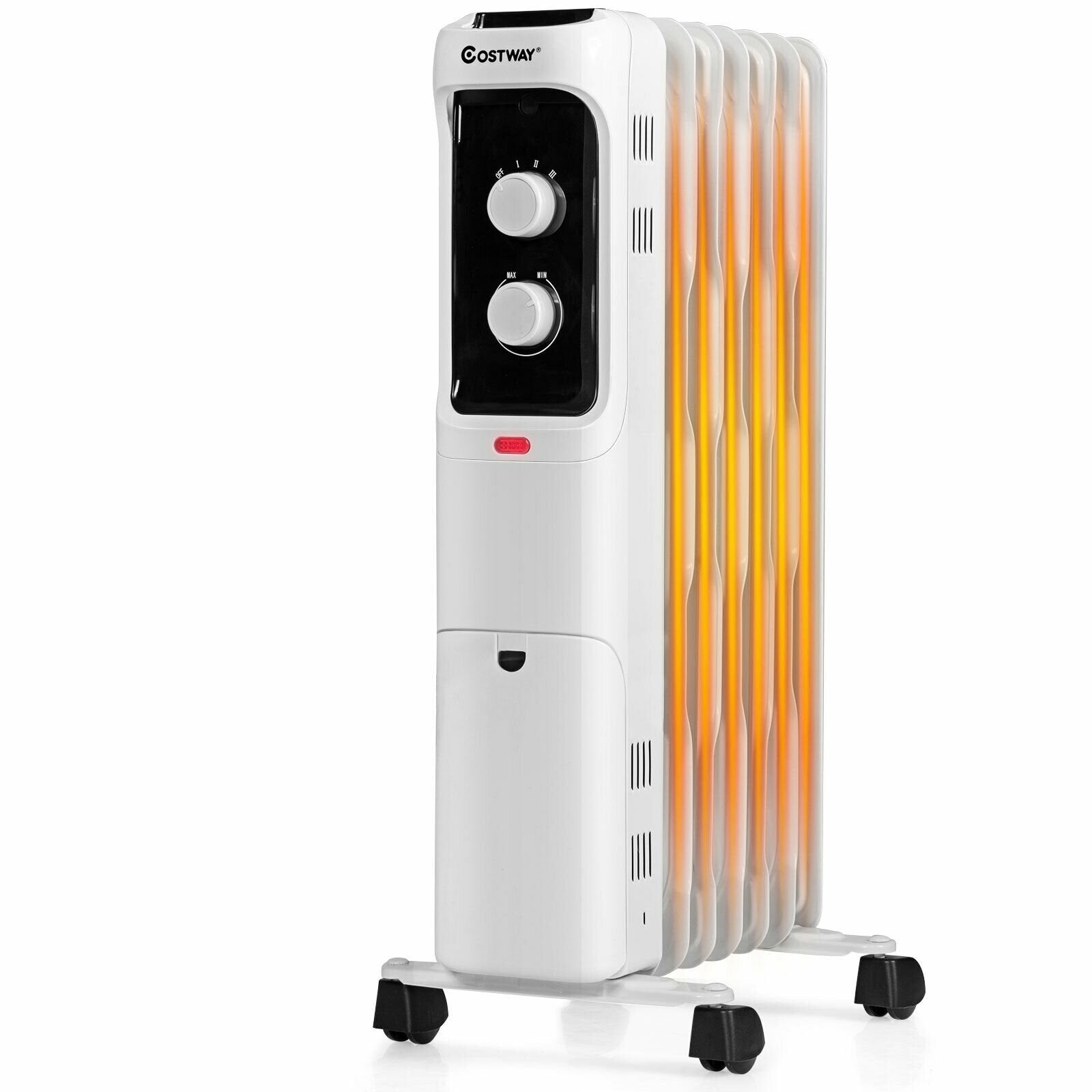 1500W Oil Filled Portable Radiator Space Heater with Adjustable Thermostat, White Space Heaters   at Gallery Canada