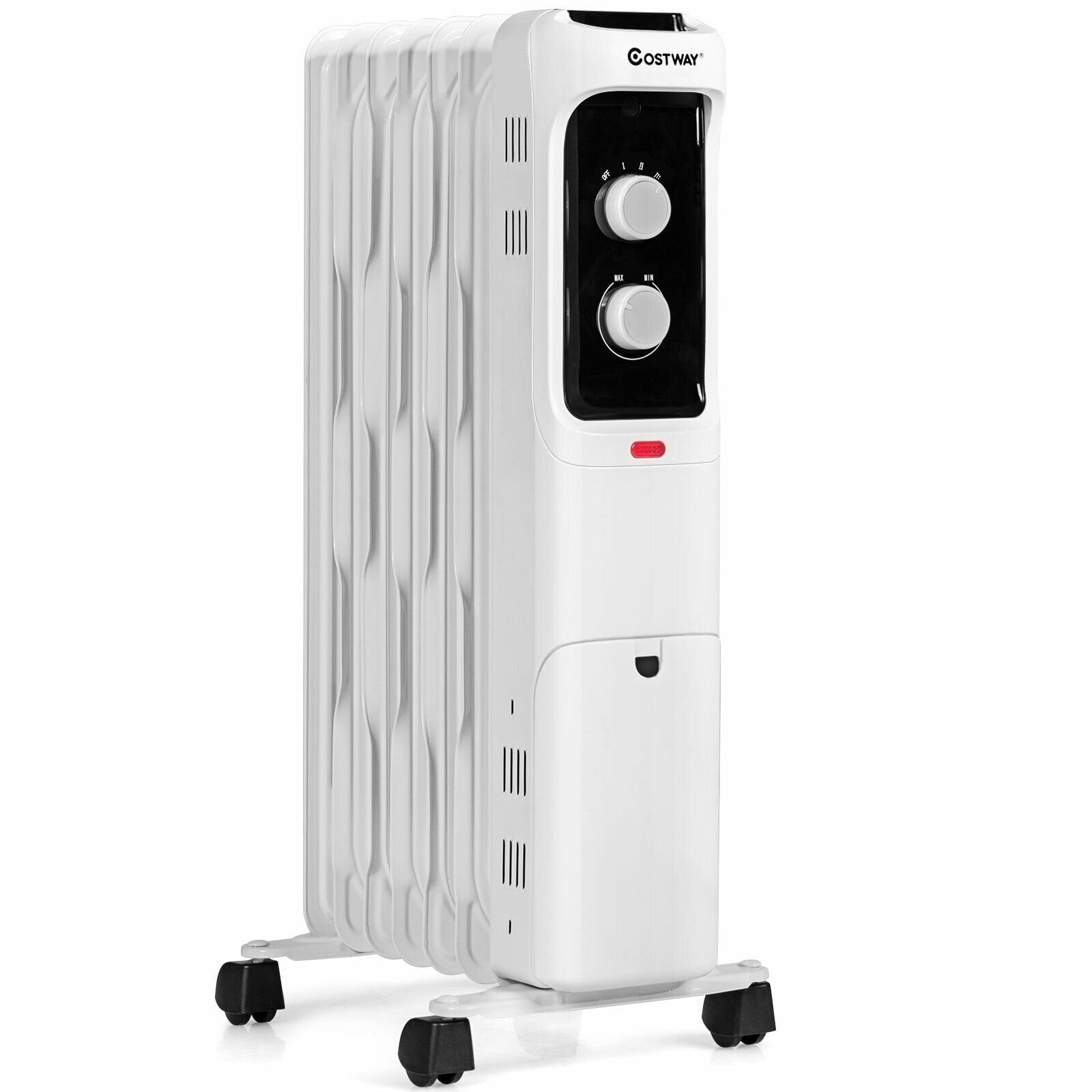 1500W Oil Filled Portable Radiator Space Heater with Adjustable Thermostat, White Space Heaters   at Gallery Canada