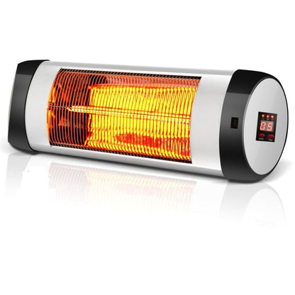 1500W Wall-Mounted Electric Heater Patio Infrared Heater with Remote Control, Black Space Heaters   at Gallery Canada