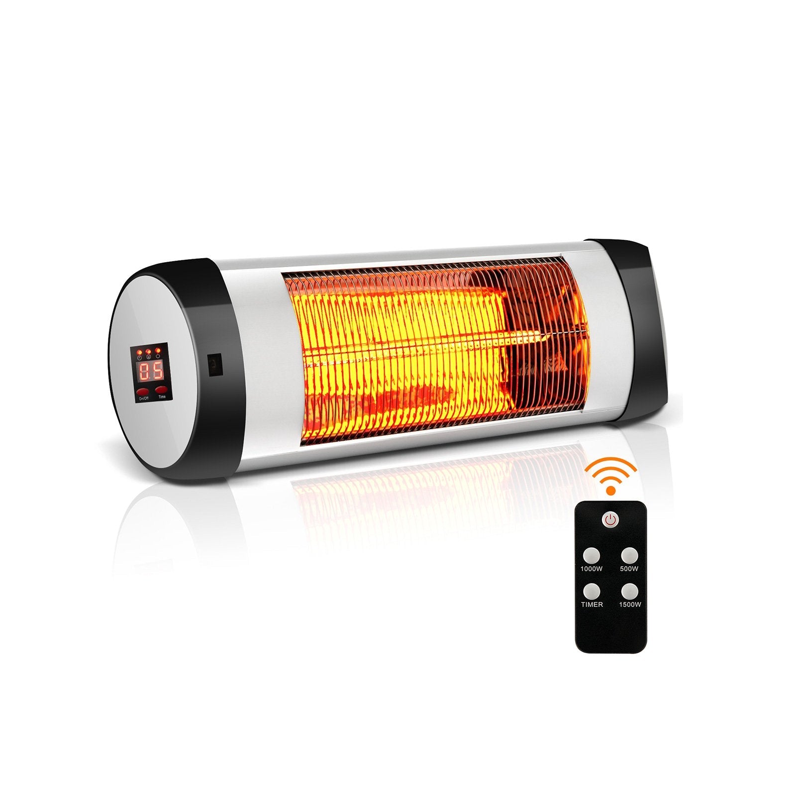 1500W Wall-Mounted Electric Heater Patio Infrared Heater with Remote Control, Black Space Heaters   at Gallery Canada