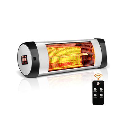 1500W Wall-Mounted Electric Heater Patio Infrared Heater with Remote Control, Black Space Heaters   at Gallery Canada