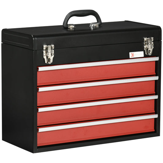 15.6" Tall Portable Metal Tool Box with Metal Latch Closure, 4 Drawer Tool Chest with Ball-bearing Slider for Garage, Household and Warehouse, Red Tool Organizers Multi Colour  at Gallery Canada