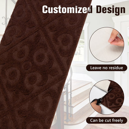 15Pcs Indoor Non-Slip Stair Carpet Mats for Wooden Steps, Brown Rugs   at Gallery Canada