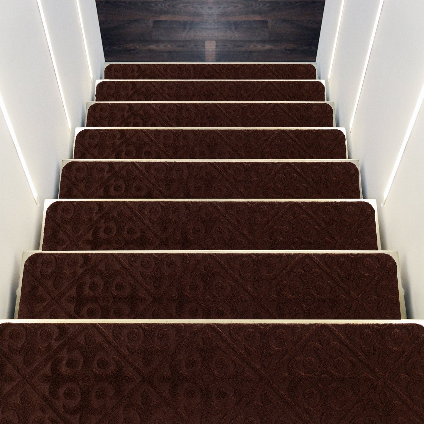 15Pcs Indoor Non-Slip Stair Carpet Mats for Wooden Steps, Brown Rugs   at Gallery Canada