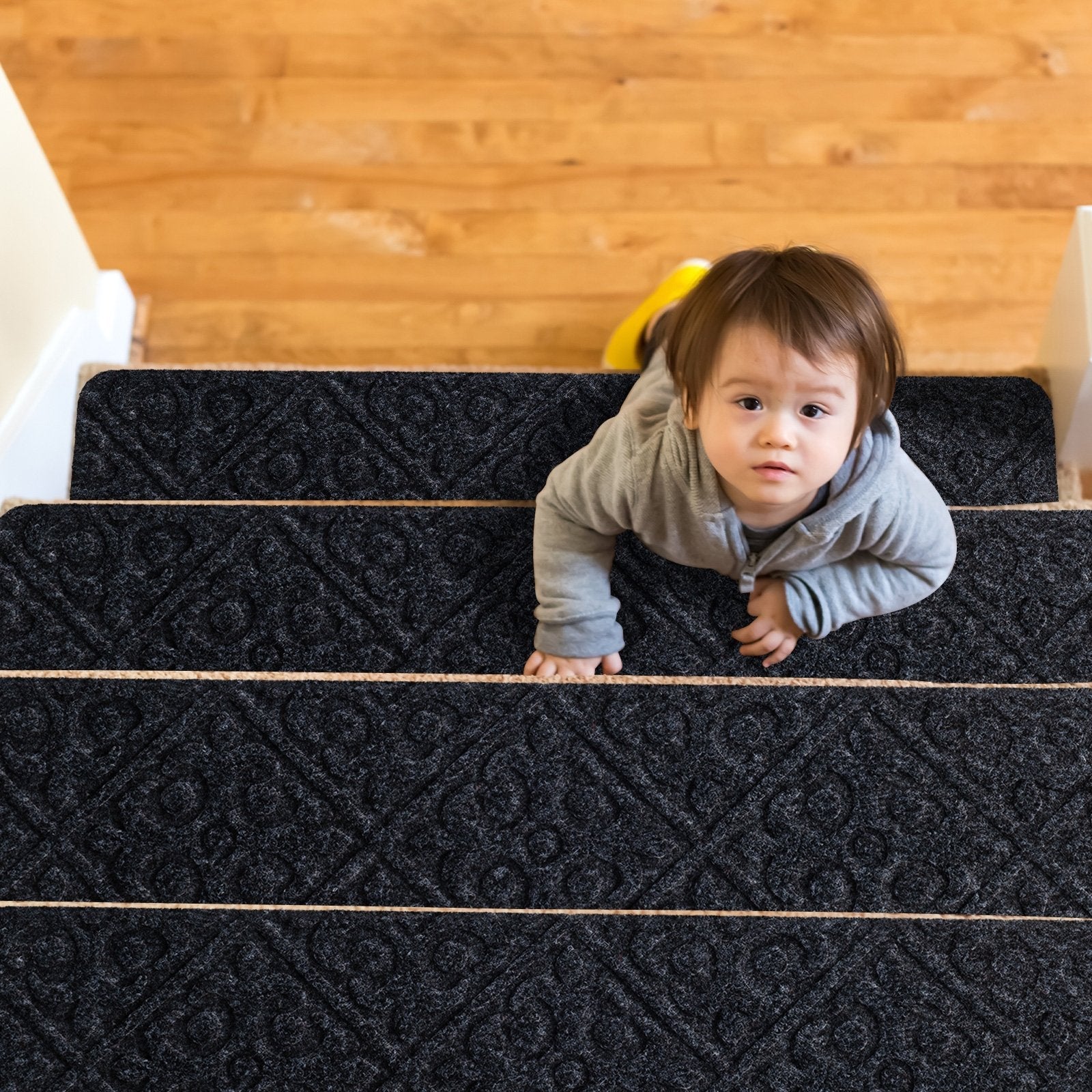 15Pcs Indoor Non-Slip Stair Carpet Mats for Wooden Steps, Gray Rugs   at Gallery Canada