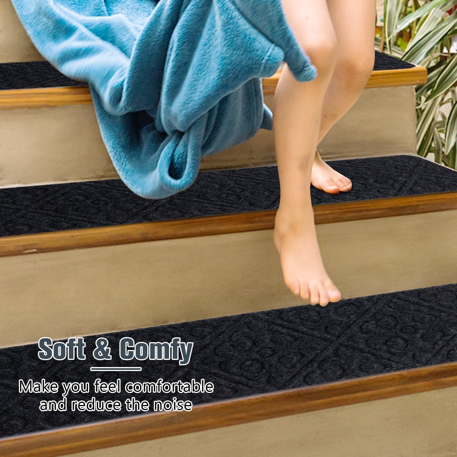 15Pcs Indoor Non-Slip Stair Carpet Mats for Wooden Steps, Gray Rugs   at Gallery Canada