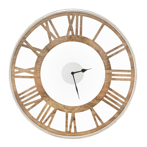 16 / 20 Inch Silent Wall Clock with Classic Frame and Classic Roman Number-16 Inch, Natural