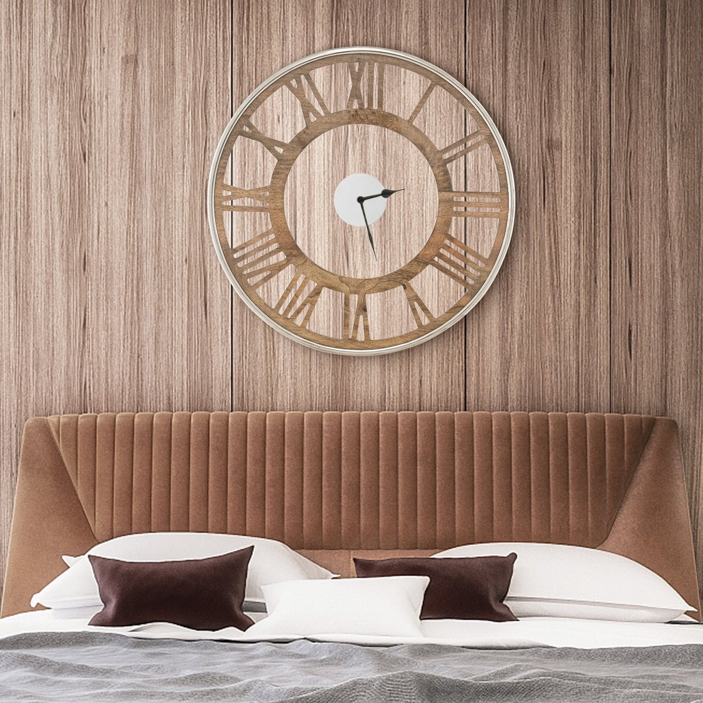 16 / 20 Inch Silent Wall Clock with Classic Frame and Classic Roman Number-16 Inch, Natural Decorative Accessories   at Gallery Canada