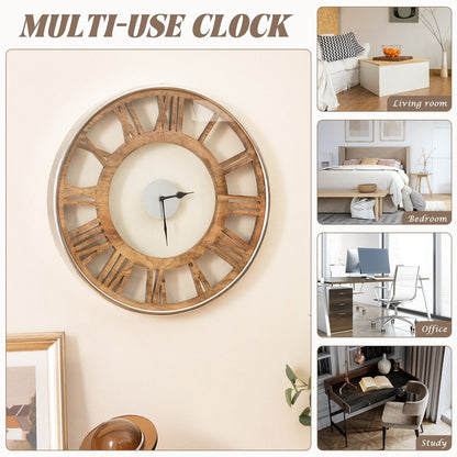 16 / 20 Inch Silent Wall Clock with Classic Frame and Classic Roman Number-20 Inch, Natural Decorative Accessories   at Gallery Canada