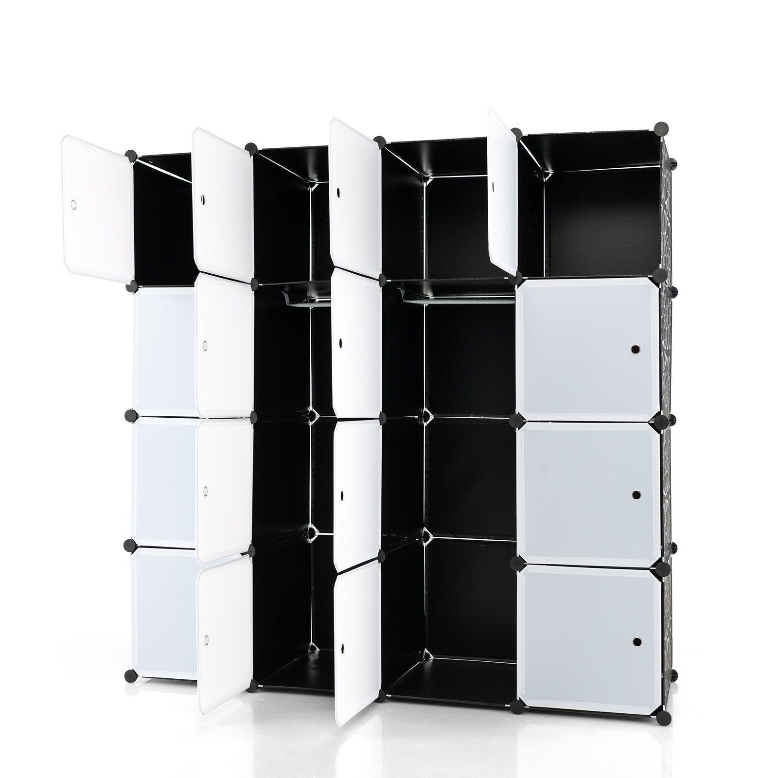 16-Cube Storage Organizer with 16 Doors and 2 Hanging Rods, Black Clothing & Closet Storage   at Gallery Canada