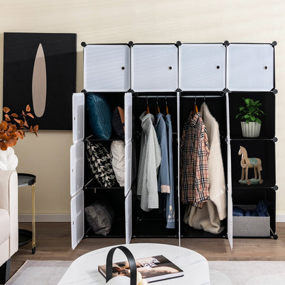 16-Cube Storage Organizer with 16 Doors and 2 Hanging Rods, Black Clothing & Closet Storage   at Gallery Canada