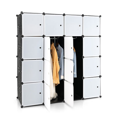 16-Cube Storage Organizer with 16 Doors and 2 Hanging Rods, Black Clothing & Closet Storage   at Gallery Canada