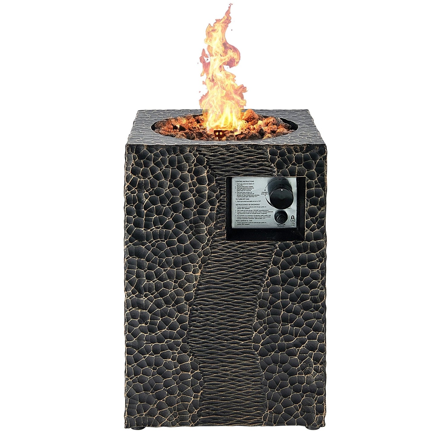 16 Feet Square Outdoor Propane Fire Pit with Lava Rocks Waterproof Cover 30 000 BTU, Black Fire Pits   at Gallery Canada