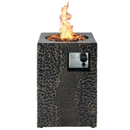 16 Feet Square Outdoor Propane Fire Pit with Lava Rocks Waterproof Cover 30 000 BTU, Black Fire Pits   at Gallery Canada