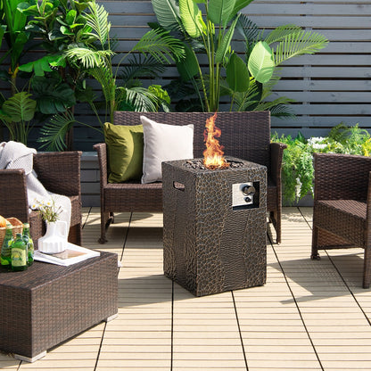 16 Feet Square Outdoor Propane Fire Pit with Lava Rocks Waterproof Cover 30 000 BTU, Black Fire Pits   at Gallery Canada