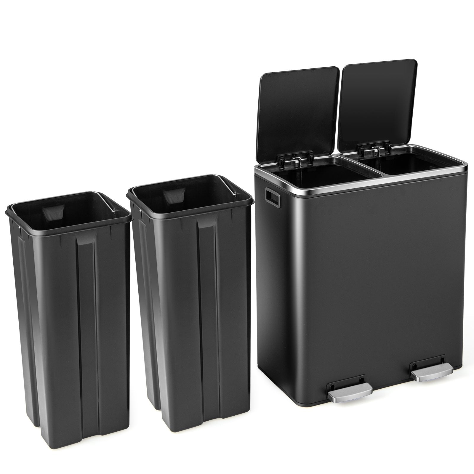 16 Gallon Dual Step Trash Can, Black Kitchen Organization   at Gallery Canada