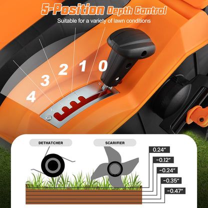 16-Inch Electric Lawn Dethatcher and Scarifier with Collection Bag, Orange Lawn Care Tools   at Gallery Canada