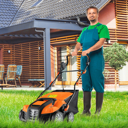 16-Inch Electric Lawn Dethatcher and Scarifier with Collection Bag, Orange Lawn Care Tools Orange  at Gallery Canada