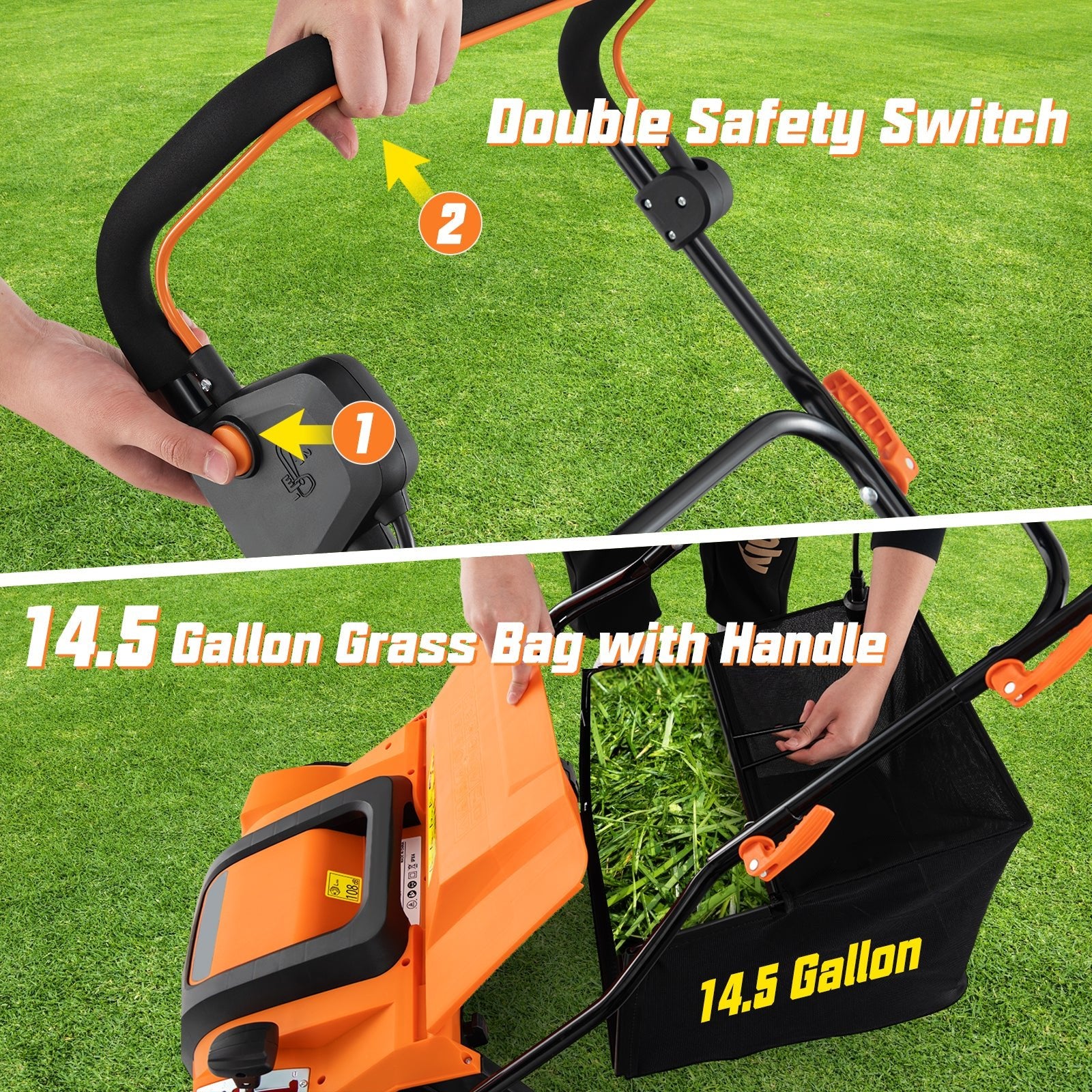 16-Inch Electric Lawn Dethatcher and Scarifier with Collection Bag, Orange Lawn Care Tools   at Gallery Canada