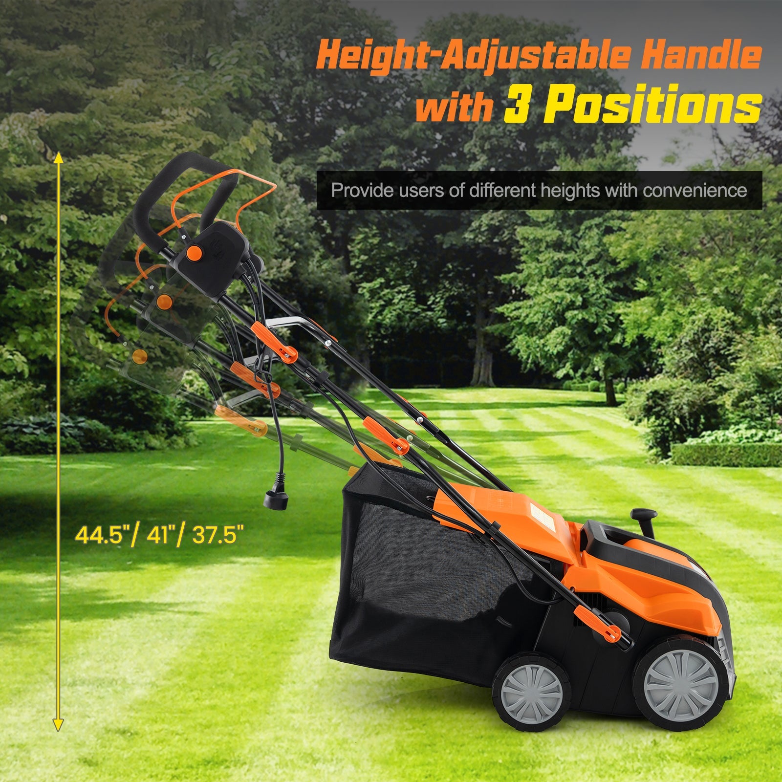 16-Inch Electric Lawn Dethatcher and Scarifier with Collection Bag, Orange Lawn Care Tools   at Gallery Canada