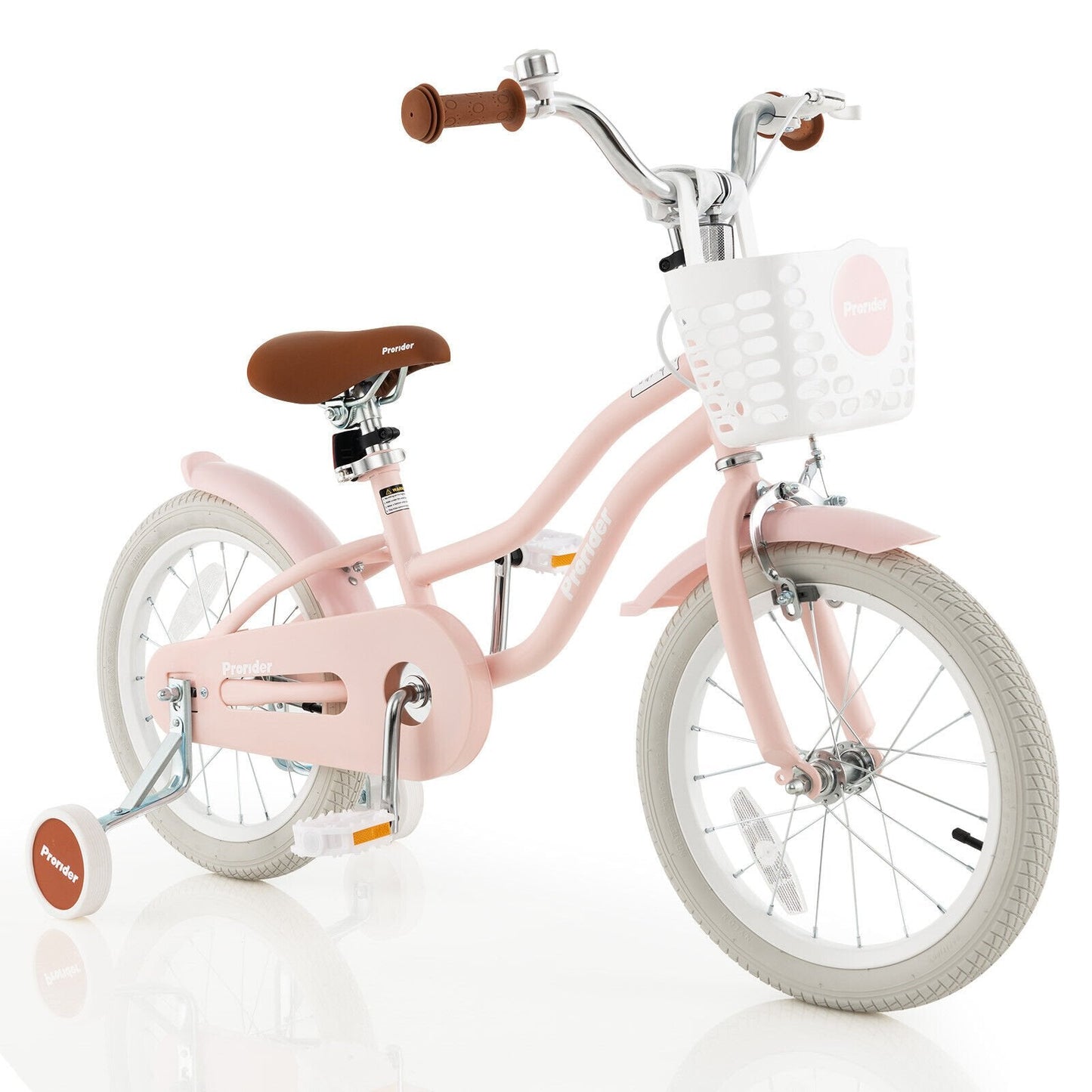 16 Inch Kids Bike with Front Handbrake and 2 Training Wheels, Pink Kids Bike   at Gallery Canada