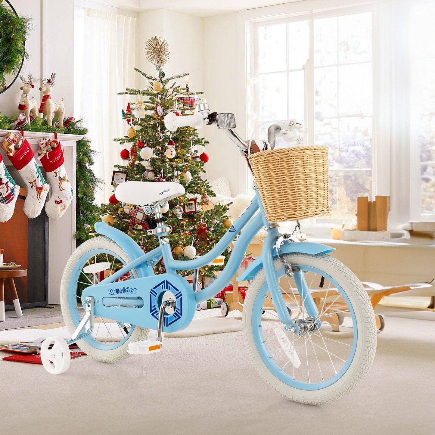 16-Inch Kids Bike with Training Wheels and Adjustable Handlebar Seat, Blue Kids Bike   at Gallery Canada