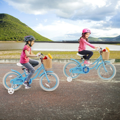 16-Inch Kids Bike with Training Wheels and Adjustable Handlebar Seat, Blue Kids Bike   at Gallery Canada