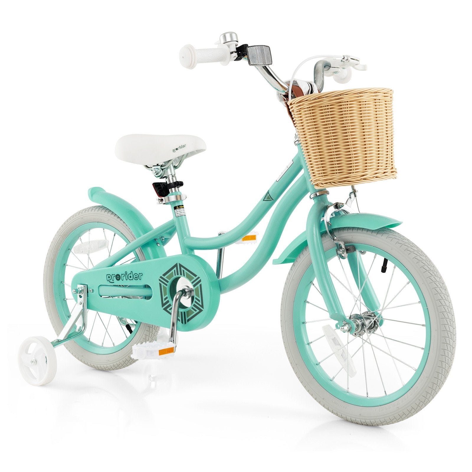 16-Inch Kids Bike with Training Wheels and Adjustable Handlebar Seat, Green Kids Bike   at Gallery Canada