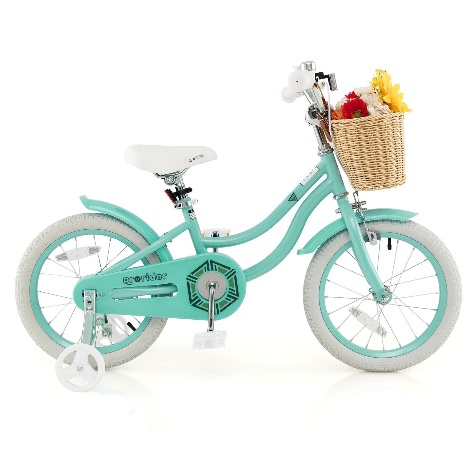 16-Inch Kids Bike with Training Wheels and Adjustable Handlebar Seat, Green Kids Bike   at Gallery Canada