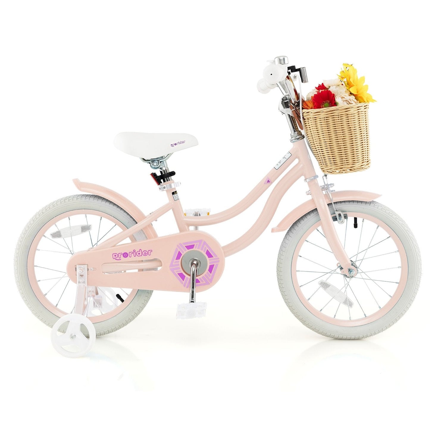 16-Inch Kids Bike with Training Wheels and Adjustable Handlebar Seat, Pink Kids Bike   at Gallery Canada