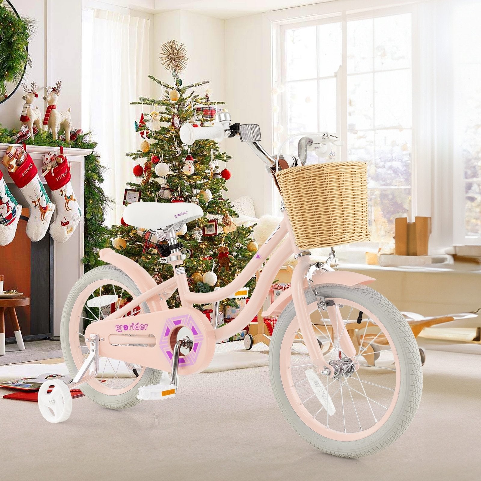 16-Inch Kids Bike with Training Wheels and Adjustable Handlebar Seat, Pink Kids Bike   at Gallery Canada