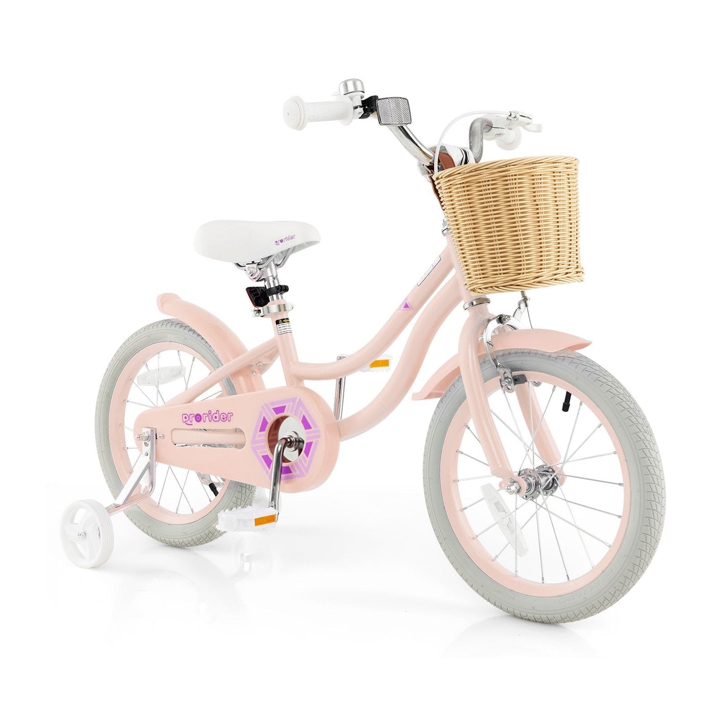 16-Inch Kids Bike with Training Wheels and Adjustable Handlebar Seat, Pink Kids Bike   at Gallery Canada