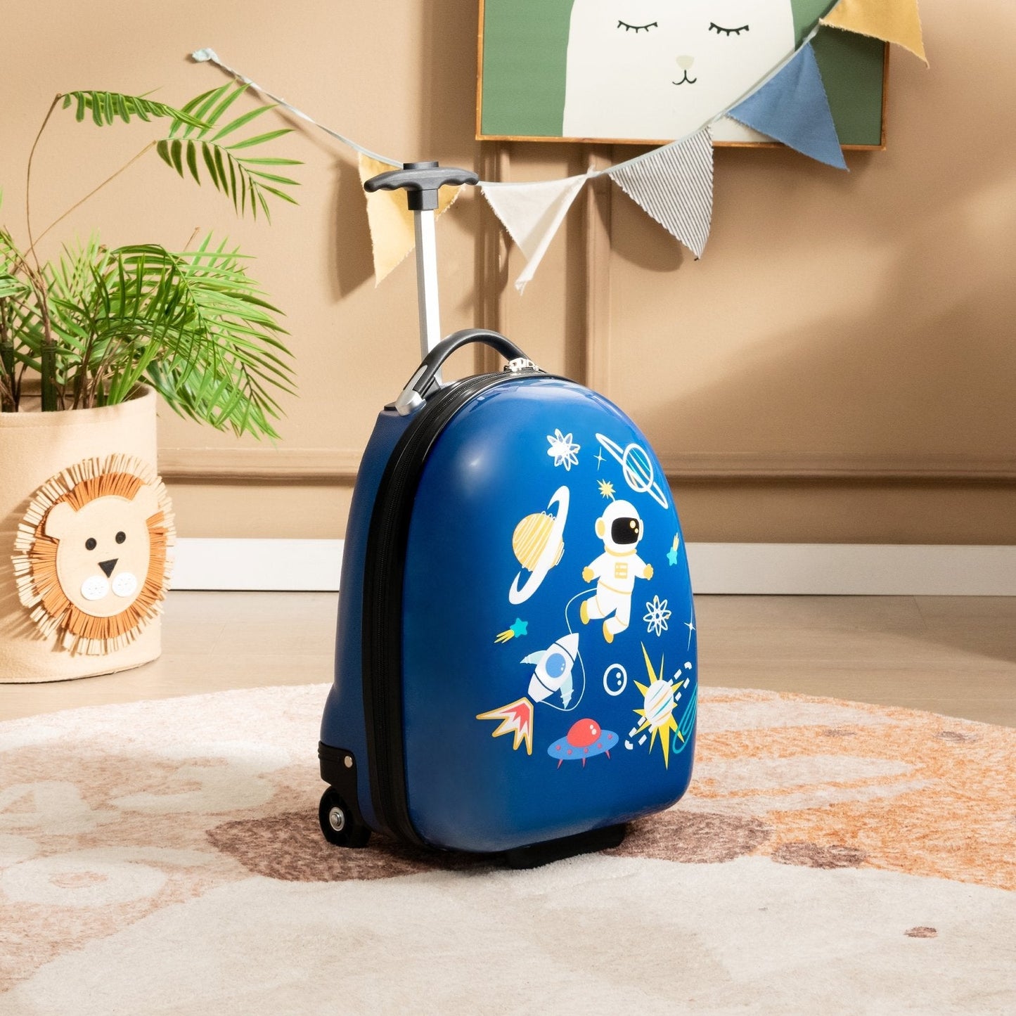 16 Inch Kids Carry-On Luggage Hard Shell Suitcase with Wheels, Blue Kids Luggage   at Gallery Canada