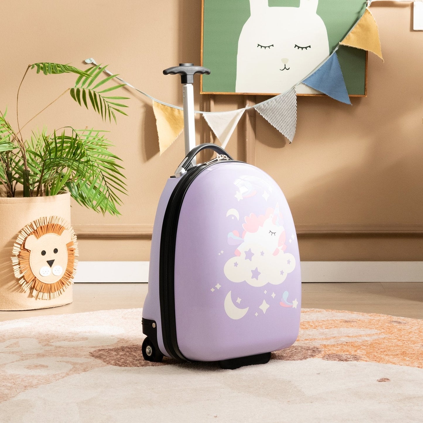 16 Inch Kids Carry-On Luggage Hard Shell Suitcase with Wheels, Pink Kids Luggage   at Gallery Canada