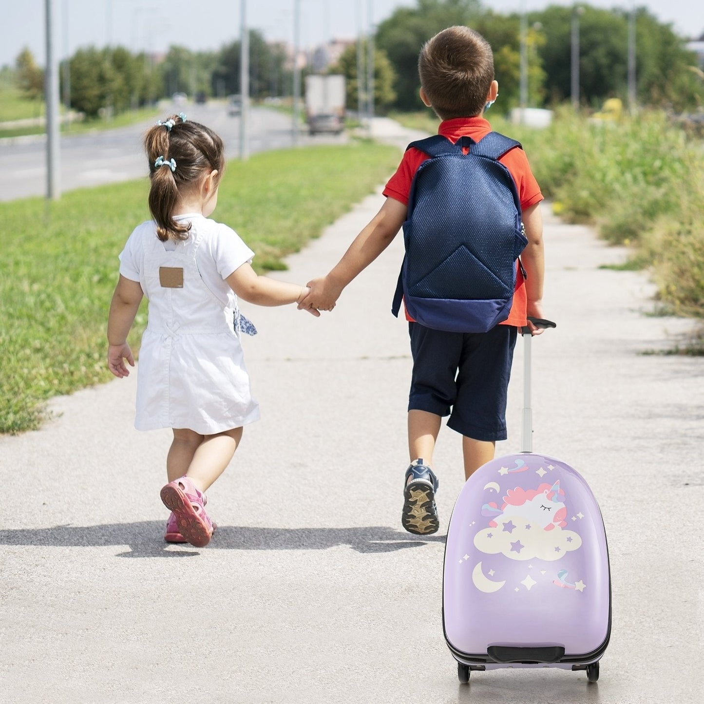 16 Inch Kids Carry-On Luggage Hard Shell Suitcase with Wheels, Pink Kids Luggage   at Gallery Canada