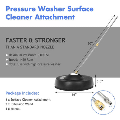 16 Inch Pressure Washer with 2 Spray Nozzles and 1/4-inch Quick-connect Extension Wands, Black Vacuums & Cleaners   at Gallery Canada