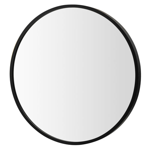 16-inch Round Wall Mirror with Aluminum Alloy Frame, Black