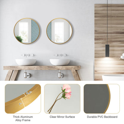 16-inch Round Wall Mirror with Aluminum Alloy Frame, Golden Mirrors   at Gallery Canada