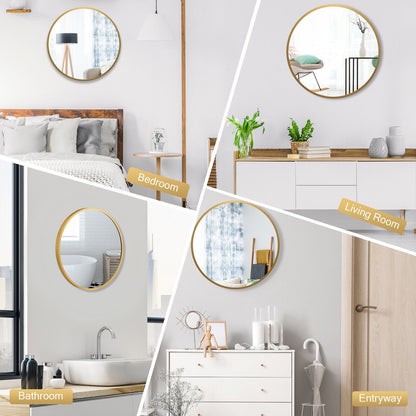 16-inch Round Wall Mirror with Aluminum Alloy Frame, Golden Mirrors   at Gallery Canada